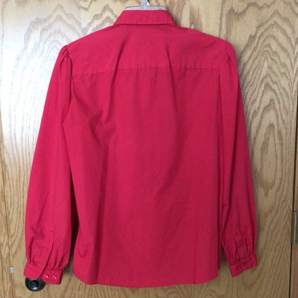 Jos A Bank Clothiers - Red hidden button front blouse - Picture 2 of 10